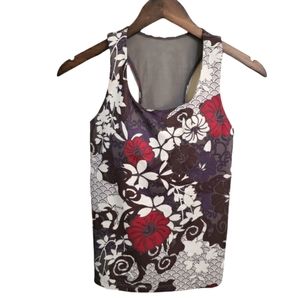 Athleta Floral Racerback Tank Top with Shelf Bra Size 34B